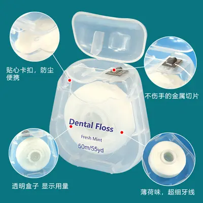 Mint Flavored Orthodontic Dental Floss Roll, 50 Meters