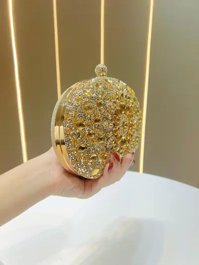 Strass-Sonnenblumen-Abendtasche, vollständig mit Strass besetzt - 3