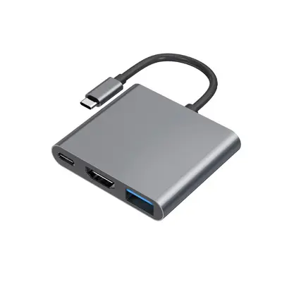Three-in-one docking station for mobile phones, tablets and handheld gaming consoles, USB-C video converter, 3-in-1 expansion hub.