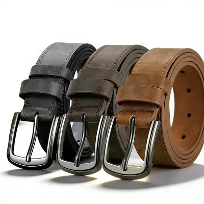 Men's Belt, Fashion Casual Pin Buckle, PU Retro Style