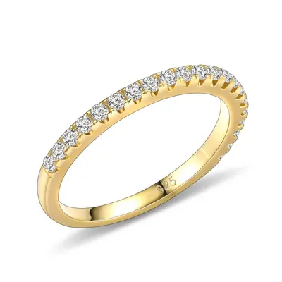 S925-Silberring mit Moissanit, dreifarbiger stapelbarer Alliance-Ring, Halbmond-Schliffste