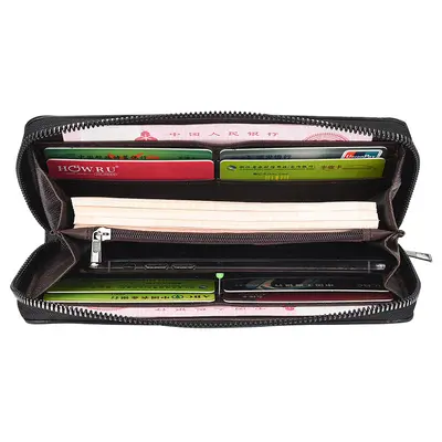 Men's Long Canvas Wallet with Zipper and Multifunctional Phone Compartment - 5