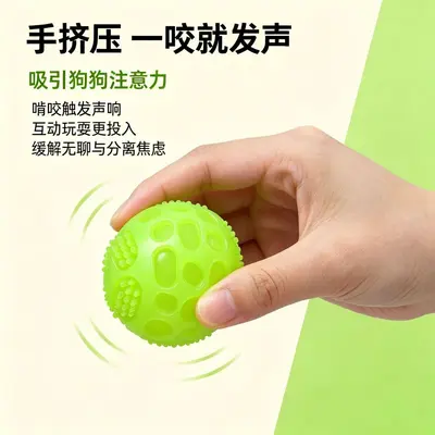 Glow-in-the-dark squeaky dog ball, elastic TPR