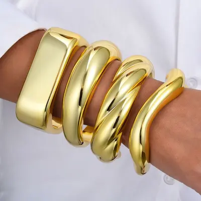 Colorful Geometric Resin Bracelet Set for Women - 5