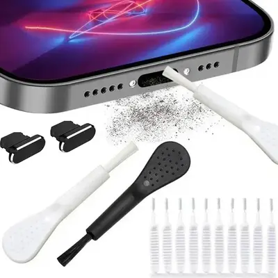 USB-Schutzkappen für Type-C Anschluss, Metall-Staubschutzstecker für Smartphone-Ladeanschluss mit Reinigungsbürste