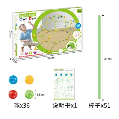 DIY Bead-Insert Toy Tent Fort Building Kit for Kids
