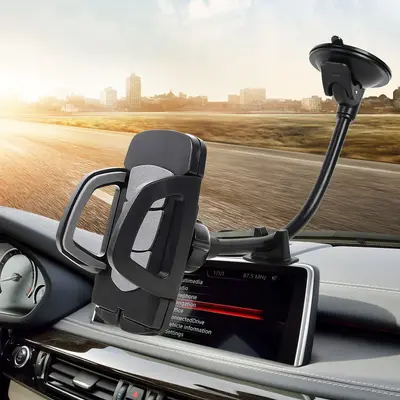 Car Phone Holder with Windshield Suction Cup, Anti-Vibration Bracket - 1