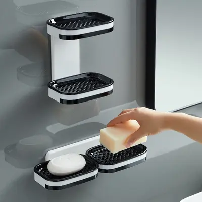 Hole-Free Double-Layer Soap Dish with Drainage for Bathroom - 4