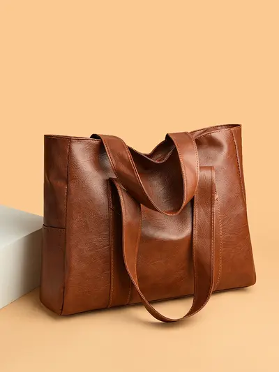 Women's Large Soft Leather Tote Bag - 5