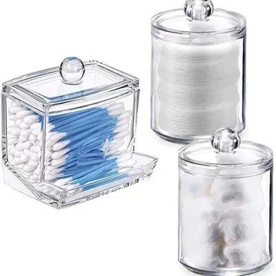 Rectangular cotton swab box with lid, storage set - 12