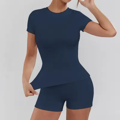 Brushed Quick-Dry Yoga Set, Two-Piece, Solid Color - 12