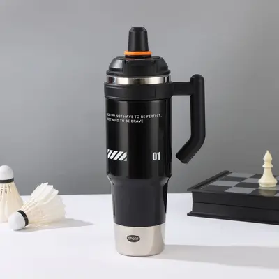 316 Paslanmaz Çelik Pipetli Buz Bardağı Saplı Termos 900ml - 7