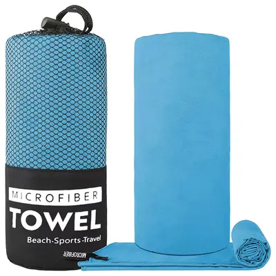 Doppelseitiges Microfaser-Handtuch mit Fleece, schnelltrocknend, superweich, für Sport, Fitness, Yoga, Schwimmen - tragbar, extra saugfähig und schnelltrocknend - 8