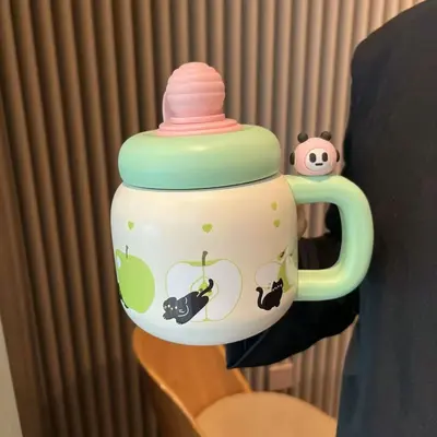 Thermobecher mit Trinkhalm und Griff aus 316er Edelstahl, 800 ml - 10