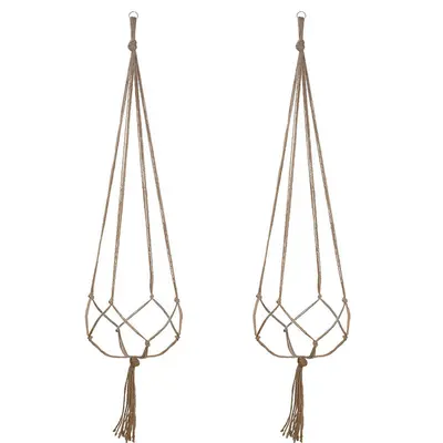 Woven Hanging Planter Basket, Hemp Rope, Indoor and Outdoor - 2