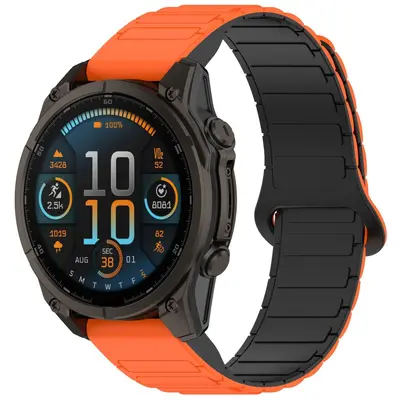 Two-Tone Magnetic Quick-Release Silicone Watch Strap for Garmin Fenix 5/6/7/8, 20/22/26mm Wristband