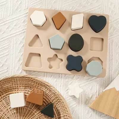 Gıda Sınıfı Silikon Çocuk Eğitici Yapboz Isırgaç Montessori Oyuncak