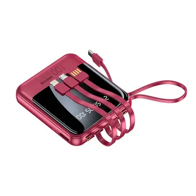 Cross-Border Mini Power Bank 20000mAh with Built-in Cable, Portable Mobile Charger, Corporate Gift with Custom Logo