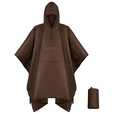 Cape raincoat sunshade multifunctional 3-in-1 ground mat backpack mountaineering outdoor camouflage tactical hooded cape poncho - 12