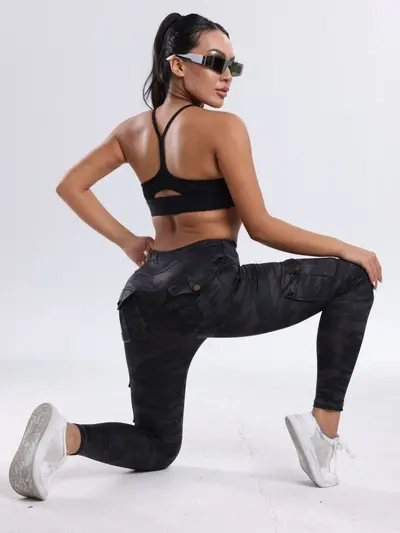 Women's Butt-Lifting Yoga Leggings with Button Pocket, Breathable