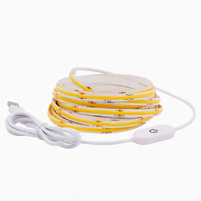 USB 5V LED Light Strip with 501 Push-Button Switch, Tri-Color Dimming - 12