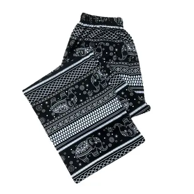 Elephant Print Wide-Leg Yoga and Beach Pants, Lightweight Summer Style