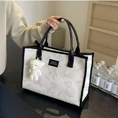 Große Canvas-Tote-Tasche, Achseltasche, Modell 2024 - 3