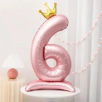 32 inch Rose Gold Crown Number Foil Balloon for Birthday Parties - 12