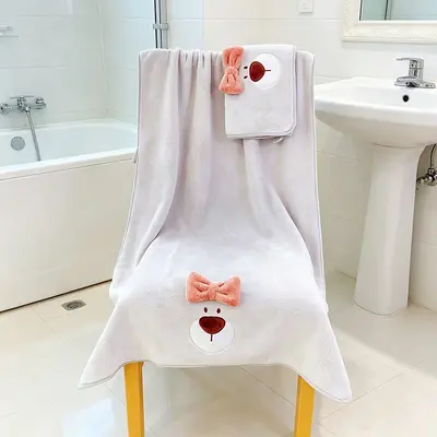 Children's Coral Fleece Towel Set, Quick-Dry, Thick and Absorbent - 10