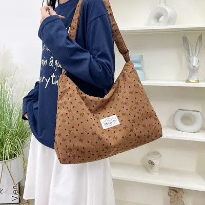 Korean-Style Floral Dumpling Shoulder Bag, Large Capacity - 3