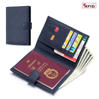 Pasaport çantası gerçek deri ultra ince RFID cüzdan - 13
