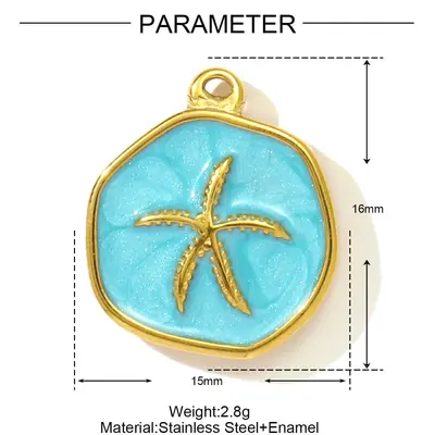 Starfish and Coconut Tree Titanium Steel Drop Earrings and Pendant, DIY Jewelry Accessory - 10