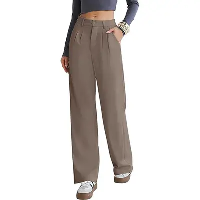 Damen-Stoffhose mit hohem Bund, gerades Bein, Herbst-Winter - 10