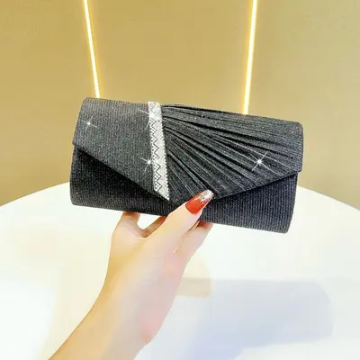 Sparkling Rhinestone Small Envelope Clutch for Evening Events - 9