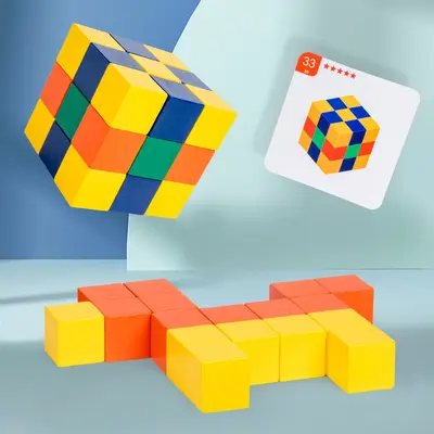 Logical Thinking Wooden Block Puzzle, Rubik's Cube Matching, Educational Toy - 4