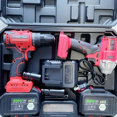 Kabelloses Lithium-Elektrowerkzeugsset: Bohrer, Hammer, Winkelschleifer, Säge - 10