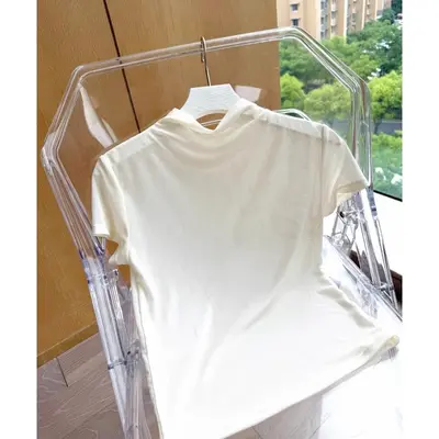 Women's Summer Yoga Top, Breathable, Short Sleeve, Mesh Detail - 4