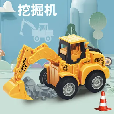 Children's Engineering Vehicle Excavator Bulldozer Pull-Back Car, Ages 3-6