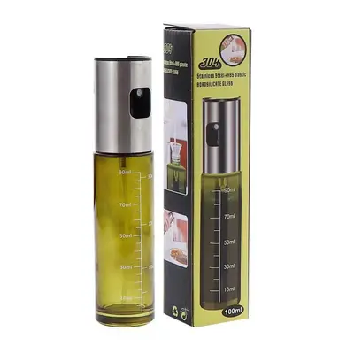 Light-Blocking Stainless Steel Glass Oil Sprayer Bottle, Press Atomizer, Food-Grade