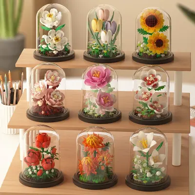Mini Yapı Blokları Sukulent Saksı Bitkisi Modeli Çocuk Oyuncağı - 10