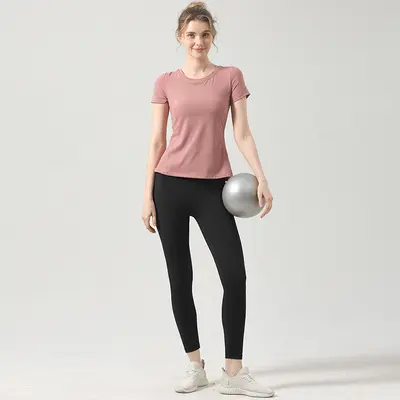 Yoga seti kadın kısa kollu fitness üstü profesyonel antrenman - 11