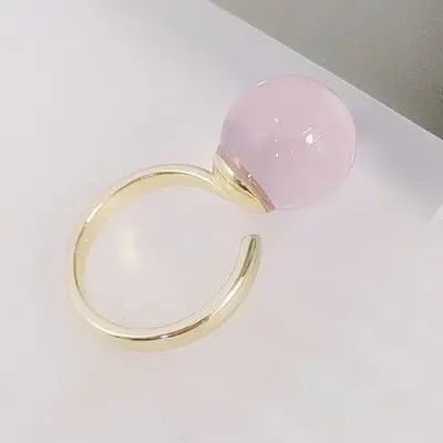 Natural Brazilian White Crystal Ring, 14 Large Stones, Adjustable - 9