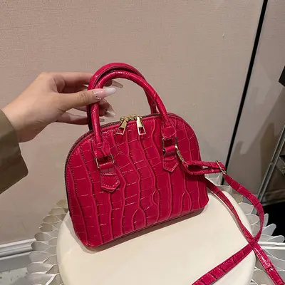 Women's Crocodile Pattern Shell Shoulder Bag, Korean Style Crossbody - 2