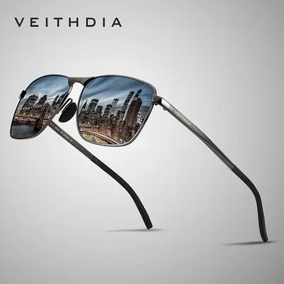 Men's Polarized Square Color-Changing Sunglasses, UV Protection