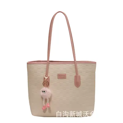 Women's Plaid Tote Bag, Large Capacity Single-Shoulder Handbag - 8