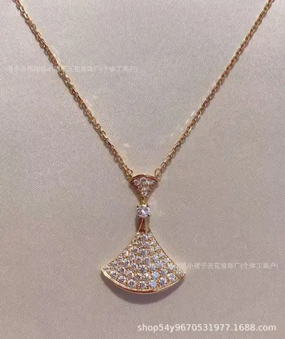 V Jinbao Necklace, White Mother-of-Pearl, 18K Rose Gold Plated, CNC Carved - 9