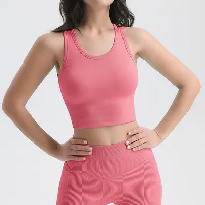 Seamless One-Piece Sports Bra with Fixed Pads, Women's Yoga Wear - 9