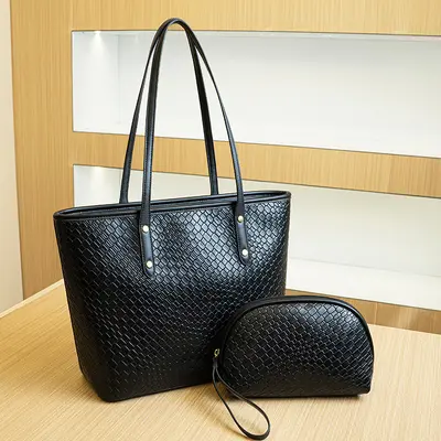 Large Capacity Checkerboard Tote Bag, 2-Piece Mother-and-Child Set - 12