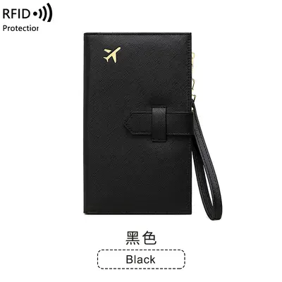 跨境新款RFID防磁护照包拉链搭扣证件包护照夹多功能长款女士钱包 - 7