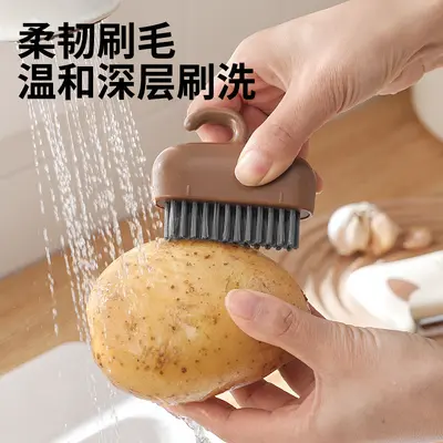 果蔬清洁刷二合一削皮刀土豆蔬菜水果清洁去皮器户外水果刮皮器
